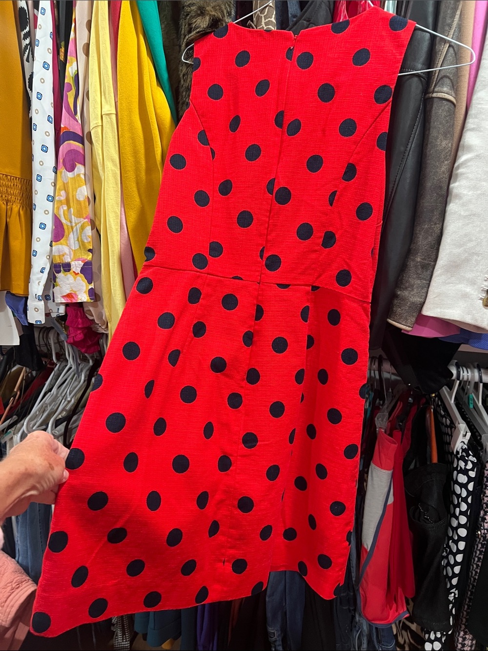 J. Crew Ladies Red Polka Dot Sleeveless Dress - Picture 5 of 6